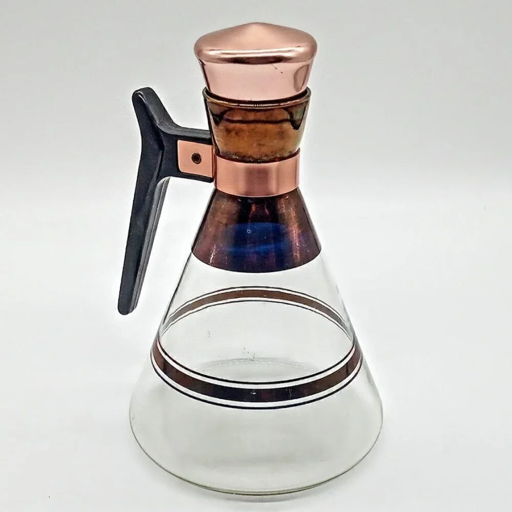 Vintage MCM Copper Glass Coffee Carafe